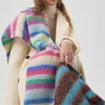 thumbnail image 4 of Winter Women Scarf Tasseled Striped Thick Soft Windproof Rainbow Elegant Vintage Shawl Wraps Warm, 4 of 7