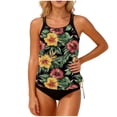 thumbnail image 2 of Traje de baño de 2 piezas para mujer, trajes de baño para mujer, bikini de top tipo jersey estampado y braguita, bikini suelto con cordón ajustable, conjunto de bikini de poliéster para mujer, 2 of 5