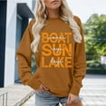 thumbnail image 4 of Boat Waves Sun Rays Lake Days Sweatshirts for Women Long Sleeve Crewneck Graphic Sweatshirt Pullover Tops, 4 of 5