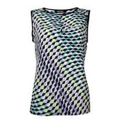 NINE WEST $59 NEW Womens Purple Geometric 7767 Sleeveless Blouse Top Regular XS