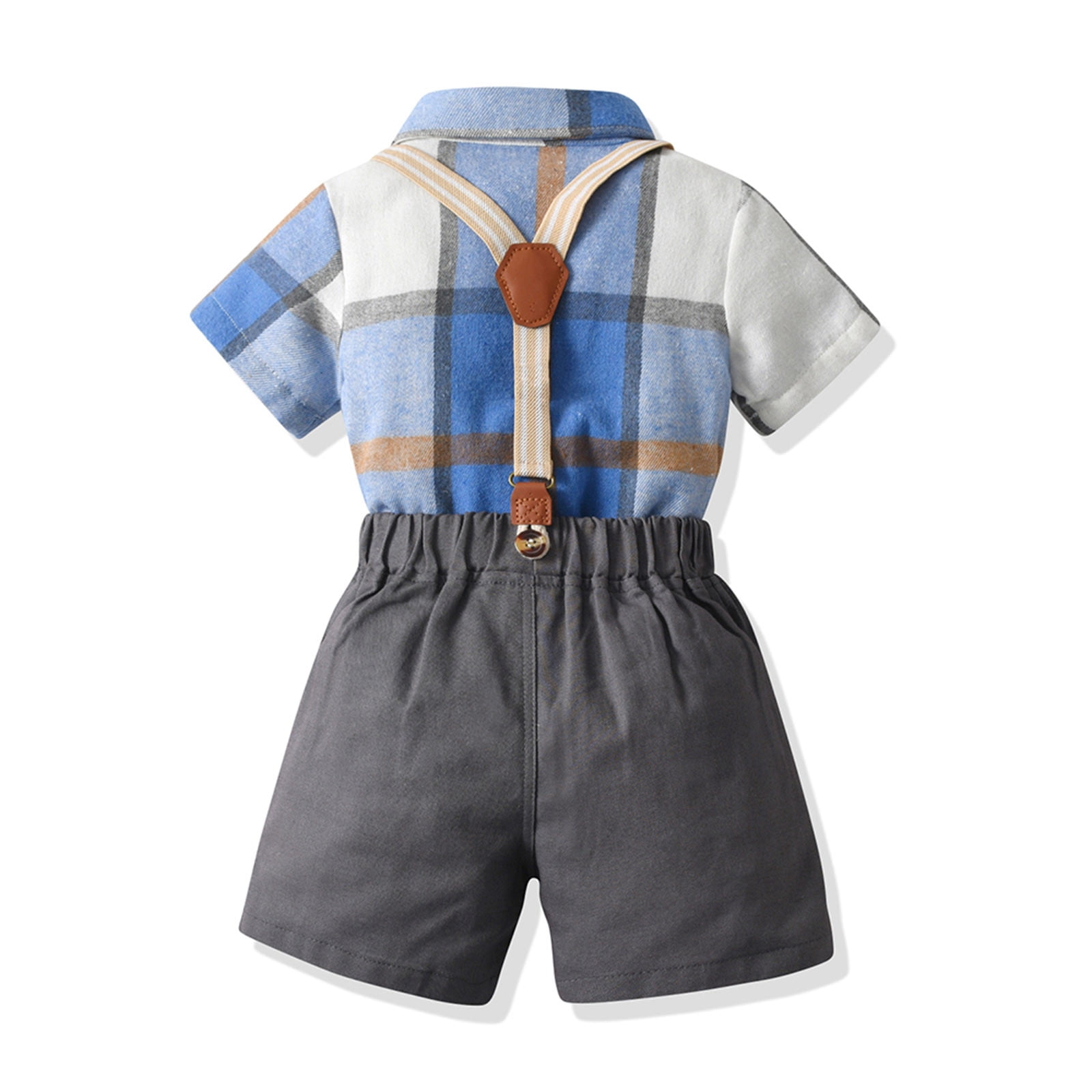 Toddler Gentleman Outfit Set Bowtie Dress Shirt Suspender Easter