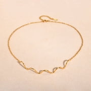 14K Gold Plated Wave Necklace, Dainty Beach Ocean Wave Choker Necklaces for Women, Surfer Boho Summer Necklace Jewelry Gifts