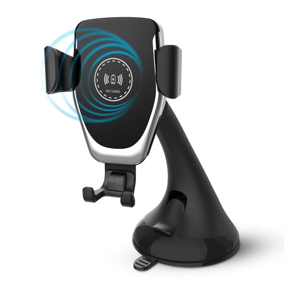 Bluestone Gravity Lock Mount Wireless Charger | 15W Fast Charging Car Mount | 360° Adjustable Holder | Suction Cup & Vent Mount | Overheat Protection | Universal Phone Compatibility