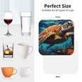 thumbnail image 6 of Rateoe Colorful Flower Sea Turtle Drawing Drink Coasters Set of 4 Leather Coasters Spill Protection for Table Desk,Durable and Non Slip Leather Coaster ,4 Inches Drink Mats-Square, 6 of 6