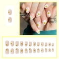 thumbnail image 3 of Medium Press on Nails Short Almond Fake Nails Floral Nude Pink Acrylic False Nails with Smiling Daisy Design Spring Glue on Nails for Women 24 Pcs Style 9 0.04 Fl Oz (Pack of 24), 3 of 4