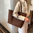 thumbnail image 1 of Bolso tote de color sólido con asa de PU para mujer Bolso con asa superior de gran capacidad (café) Tmvgtek Para estrenar, 1 of 9