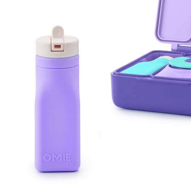 Botella de agua Omie de silicona, 260 ml, a prueba de fugas, color morado