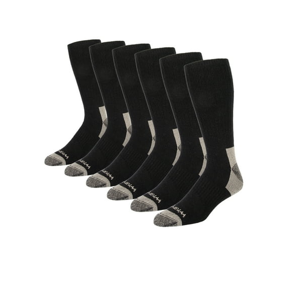 Wrangler Men's Ultimate Comfort Crew Socks, Work Socks for Men, Black, 6 Pack