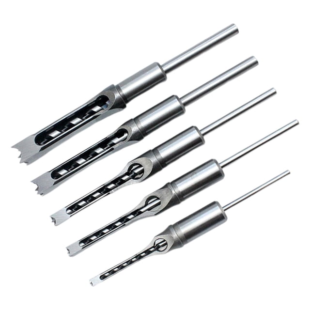 DOLITY Square Hole Drill Bit Set, Woodworking Mortise Drilling Tools for Hardware Tools 5Pcs