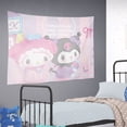 thumbnail image 2 of Kawaii Hello Kitty Sanrio My Melody Cinnamoroll Cartoon Blackgroud Cloth, lindo tapiz de pared para dormitorio, decoración de habitación, 2 of 4