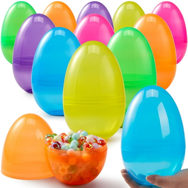 Huevos de Pascua de plástico JOYIN Jumbo de 7 pulgadas, 6 colores, 12 unidades