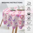 thumbnail image 6 of XMXT Waterproof Table Cloth, Love Heart Pink Candy Polyester Round Tablecloth for Dining Party Decor, 60 inches, 6 of 8