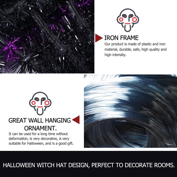 WRISTBIQUE 2-Pack Hanging Hat Decorations with Tinsel, Plastic Wall Ornaments for Indoor and Outdoor Party and Holiday Decor