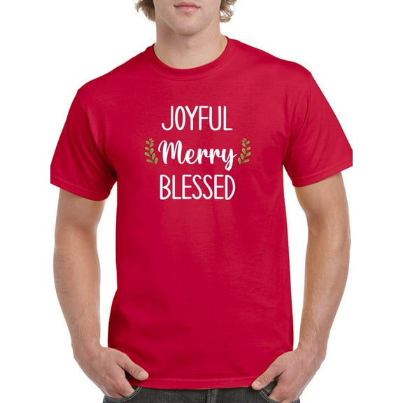 Joyful, Merry And Blessed T-Shirt Men -Smartprints Designs, Male 4X-Large