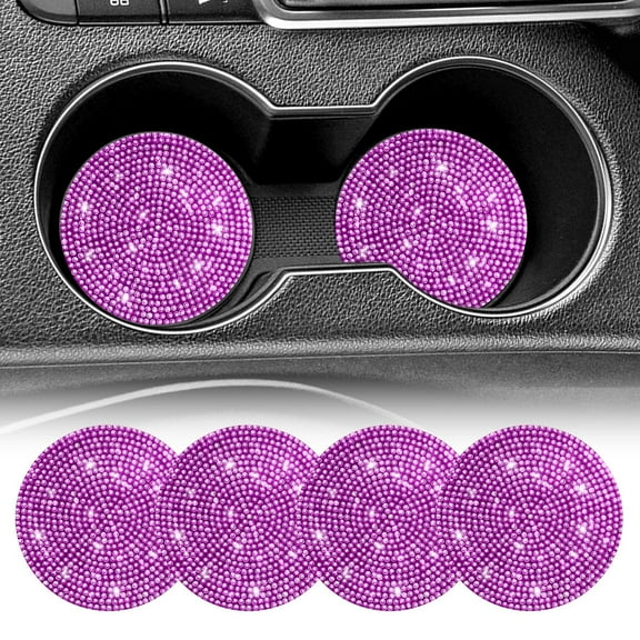 Syenll 4 Pack Car Cup Holder Coaster, 2.75 inch Universal Cup Holders, Non-Slip Car Accessories Interior Sets, Pink