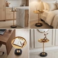 thumbnail image 5 of YWEN Adjustable Side Table, Small Tea Martini Table, Gold, Natural Marble Decorative Pedestal End Table for Display and Storage (Gold + Large), 5 of 9