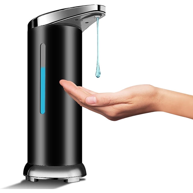 Dispensador automático de jabón ZHAOCHENG de acero inoxidable sin contacto con sensor infrarrojo negro