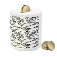 thumbnail image 3 of Floral Piggy Bank, Victorian Style Curved Flower Baroque Blooms Branches Vintage Motif, Ceramic Coin Bank Money Box for Cash Saving, 3.6" X 3.2", Black and White, by Ambesonne, 3 of 4