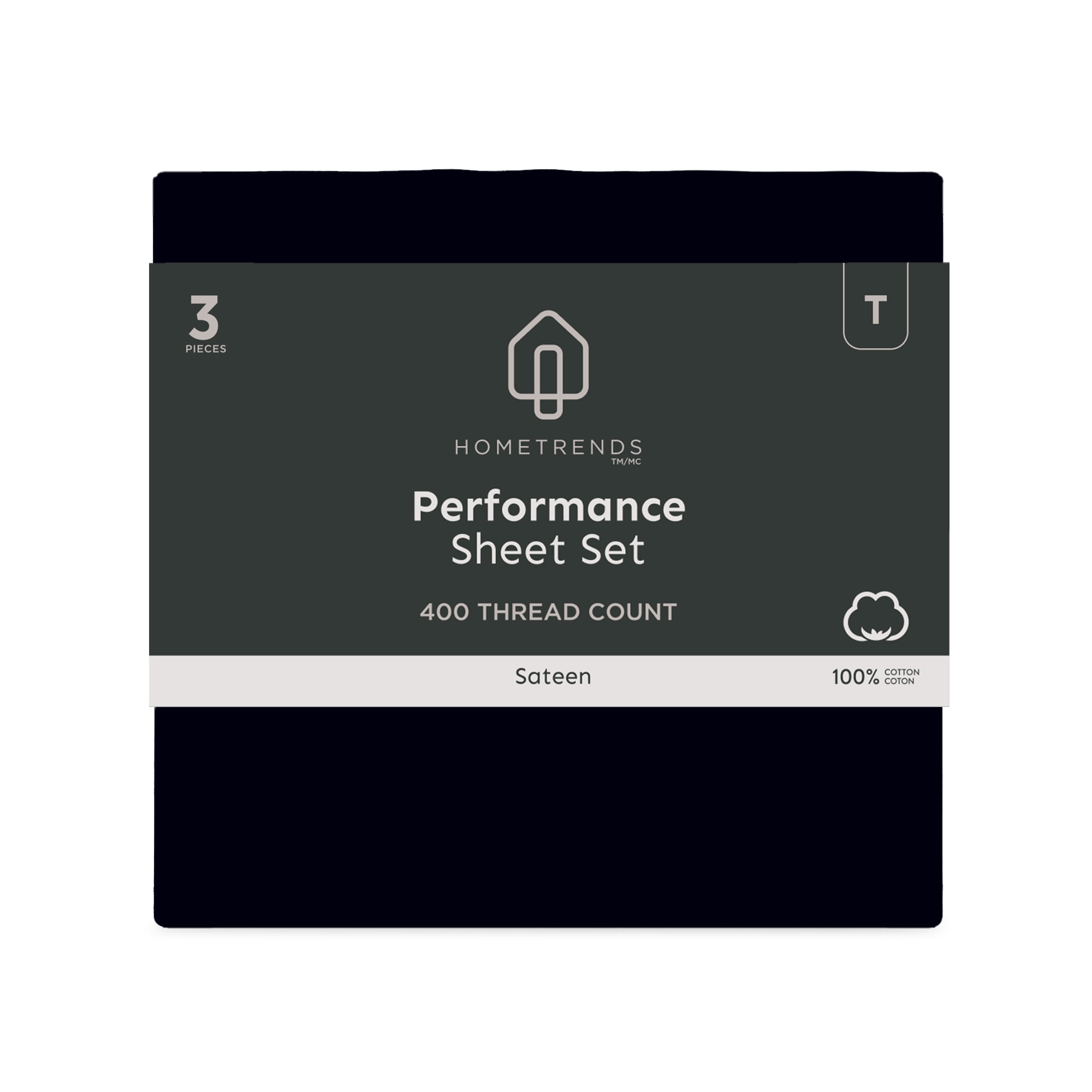 Ensemble de draps 100 % coton à contexture de 400 fils hometrends, satin de coton Taille : 1 place - Très grand