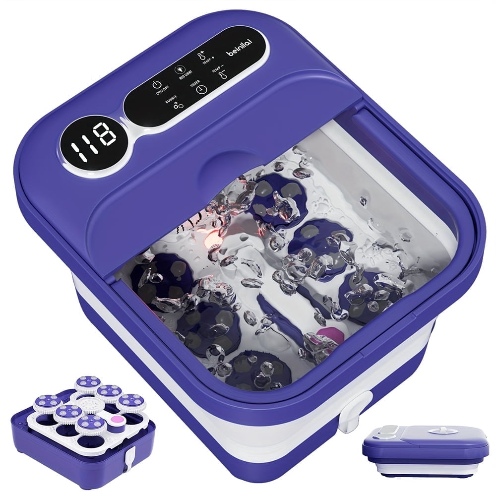 BEINILAI Foldable Automatic Heating Foot Spa, Equipped with Heating Function and Bubble Massage. A Perfect Mother's Day Gift, and an Ideal Christmas Present for Home and Family
