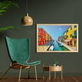 thumbnail image 2 of Colorful Wall Art with Frame, Landscape Image of Venice Landmark Burano Island Canal Houses and Boats in Italy, Printed Fabric Poster for Bathroom Living Room, 35" x 23", Multicolor, by Ambesonne, 2 of 2