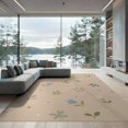thumbnail image 2 of ODIKA 6'x9' Blue Soft Botanical Elegance with Peach Washable Area Rug Delicate Floral and Leaf Motifs for Modern Decor Easy Care, Non-Shedding, for Queen Size Bedroom Under Bed Master Suite, 2 of 6