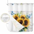 thumbnail image 2 of Sunflower No Hook Shower Curtain Waterproof,Bathroom Curtains with Snap in Liners and See Through Top Window,Retro Country Garden Floral Blue Wildflower Hotel Style Bathtub Curtains Shower 72"Wx78"L, 2 of 8