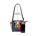 thumbnail image 3 of Zufioo Color Splash Fox Portrait Print Leather Rivet Shoulder Bag, Microfiber PU Leather Adjustable Shoulder Strap Handbag, Ideal Gift for Women-One Size, 3 of 6
