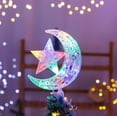 thumbnail image 5 of Luna estrella forma árbol de Navidad decoración superior luces 3D hueco plata brillante árbol de Navidad decoración operado por batería colorido, 5 of 5