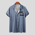 thumbnail image 1 of Mefallenssiah Mode Hommes Confortable Impression Manches Courtes Col Chemise Chemisier, 1 of 4