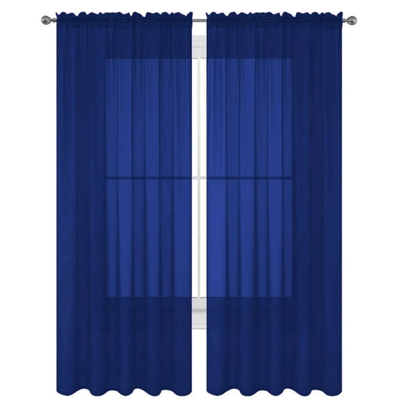 Decotex Royal Blue Sheer Curtains, 55” x 45” (2 Panels)