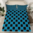 thumbnail image 2 of jejeloiu Vintage Patchwork Checkered Bed Sheets,Abstract Geometric Art King Sheets,Black Blue Sheet Set For Kids,Ultra Soft Home Decor,4pcs, 2 of 7