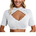 thumbnail image 2 of WZXFASHION Blouse Dirndl Blanche pour Femmes Col en V Manches Courtes Élégantes pour Costume Robe Camisoles&Réservoirs Blanc P, 2 of 7