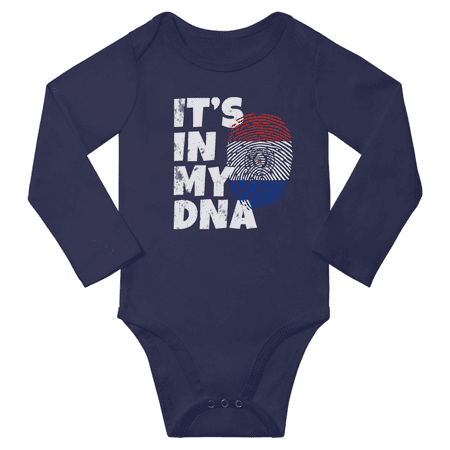

It s In My Paraguayan DNA Baby Long Sleeve Romper Bodysuit (Navy 18 Months)