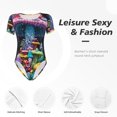 thumbnail image 4 of Fotbe Colorful Mushroom Body de Mujer con Cuello Redondo y Mangas Cortas, Sin Mangas Ajustado, Suave, Cómodo y Básico-X-Large, 4 of 7