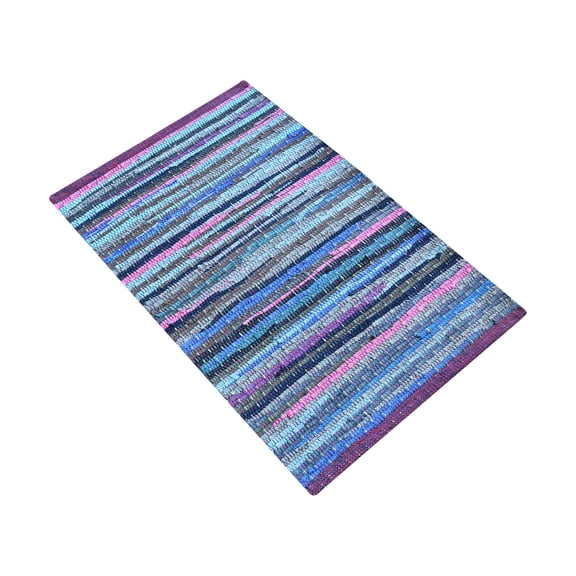 2x3 ft Rugs Area MystiqueDecors Handwoven 100% Cotton Chindi Rag Rug Reversible Carpet Flooring Bedroom Kitchen Bathroom Laundry Blue Multi color Mat 20''x 32''