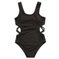 thumbnail image 5 of Grblisyd Girls Swimsuit Crew Neck Solid Color One Piece Swimwear Cut-Out Bathing Suit for Girls 10-12Y, 5 of 5