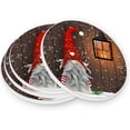 thumbnail image 3 of GZHJMY Winter Traditional Gnome Santa Claus Lantern Wood Pattern Round Coasters for Drinks, for Tabletop Protection,Suitable for Kinds of Cups, Wooden Table, Home Decor 1pcs, 3 of 6