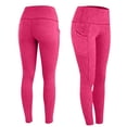 thumbnail image 4 of Twczz Girls Yoga Leggings with Pockets- Full Length Tummy Control Stretch High Waist Athletic Workout Pants Hot Pink Size 4-12 Years, 4 of 9