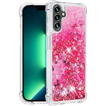 Aesthetic Funda para Samsung Galaxy A14 5G Case Clear Silicone for Women Girls, Cute Phone Case Samsung A14 5G Case Glitter Pink Shockproof and Bumpers Cover (Pink)