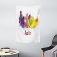 thumbnail image 1 of Austin Tapestry, Texas Capital Skyline in Watercolor Splatters with Clipping Path White Outlined, Wall Hanging for Bedroom Living Room Dorm Decor, 40"W X 60"L, Multicolor, by Ambesonne, 1 of 2