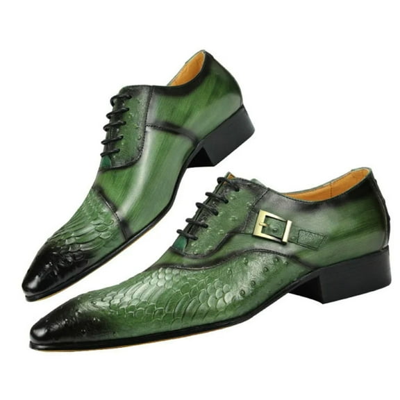 Shoes for Mens Formal Luxury Genuine Leather Dress Shoes Design Green Mens Business Wedding Black Lace Up Pointed Toe Oxfords Green 8.5