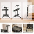 thumbnail image 4 of Rolling Cart DTK de metal plegable de 2 niveles con ruedas bloqueables, color negro, 4 of 5