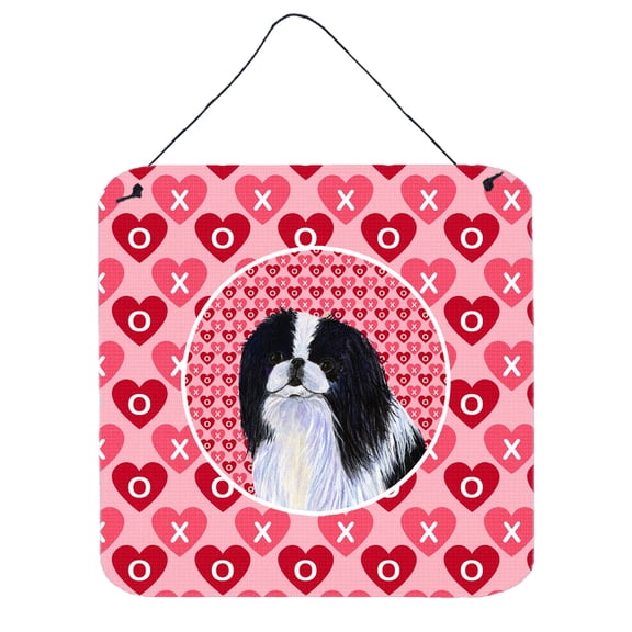 Japanese Chin Hearts Love and Valentines Day Portrait Wall or Door Hanging Prints