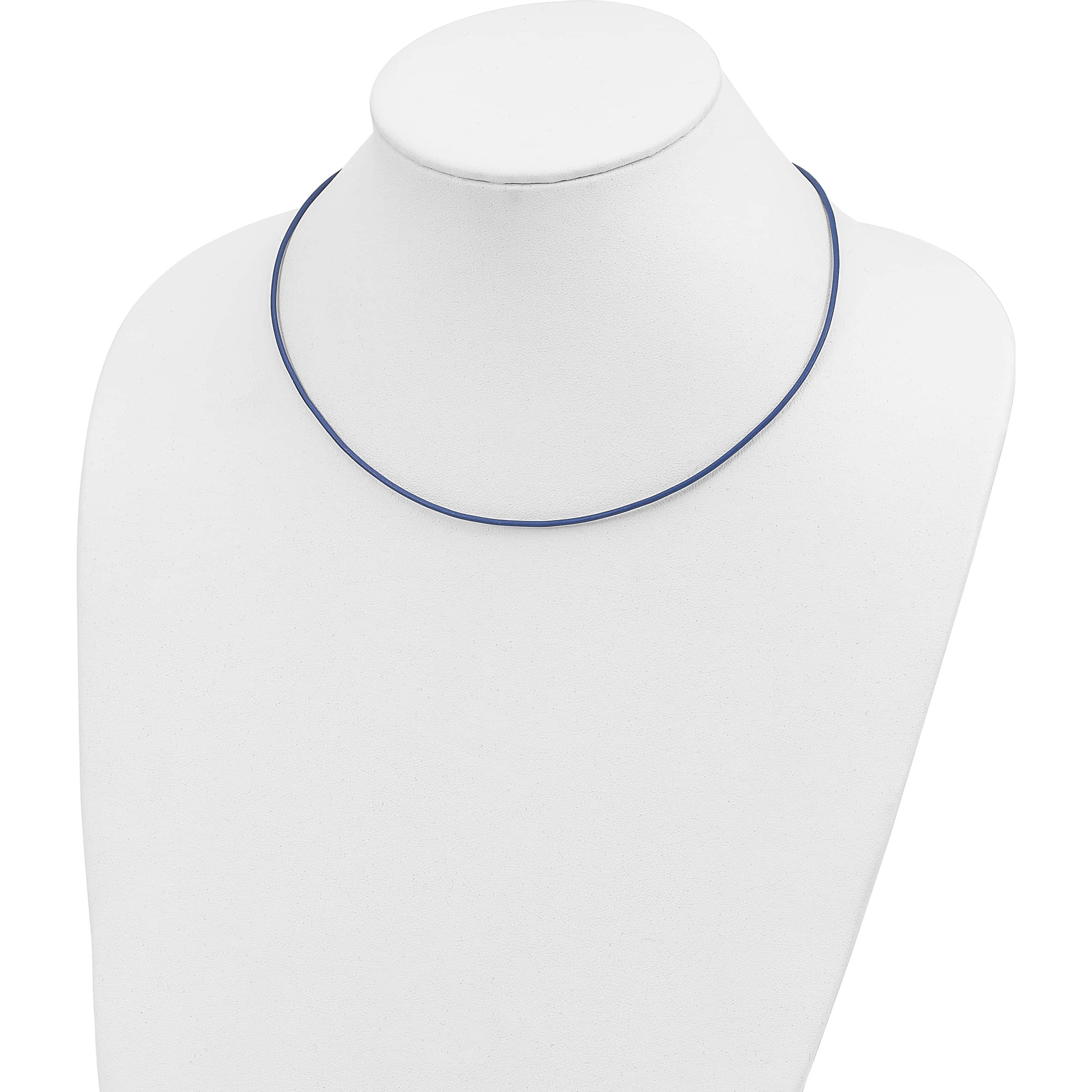 14K Yellow Gold 1.5mm 18In Royal Blue Leather Cord Necklace (18 X 1.5) Made In United States xg255-18