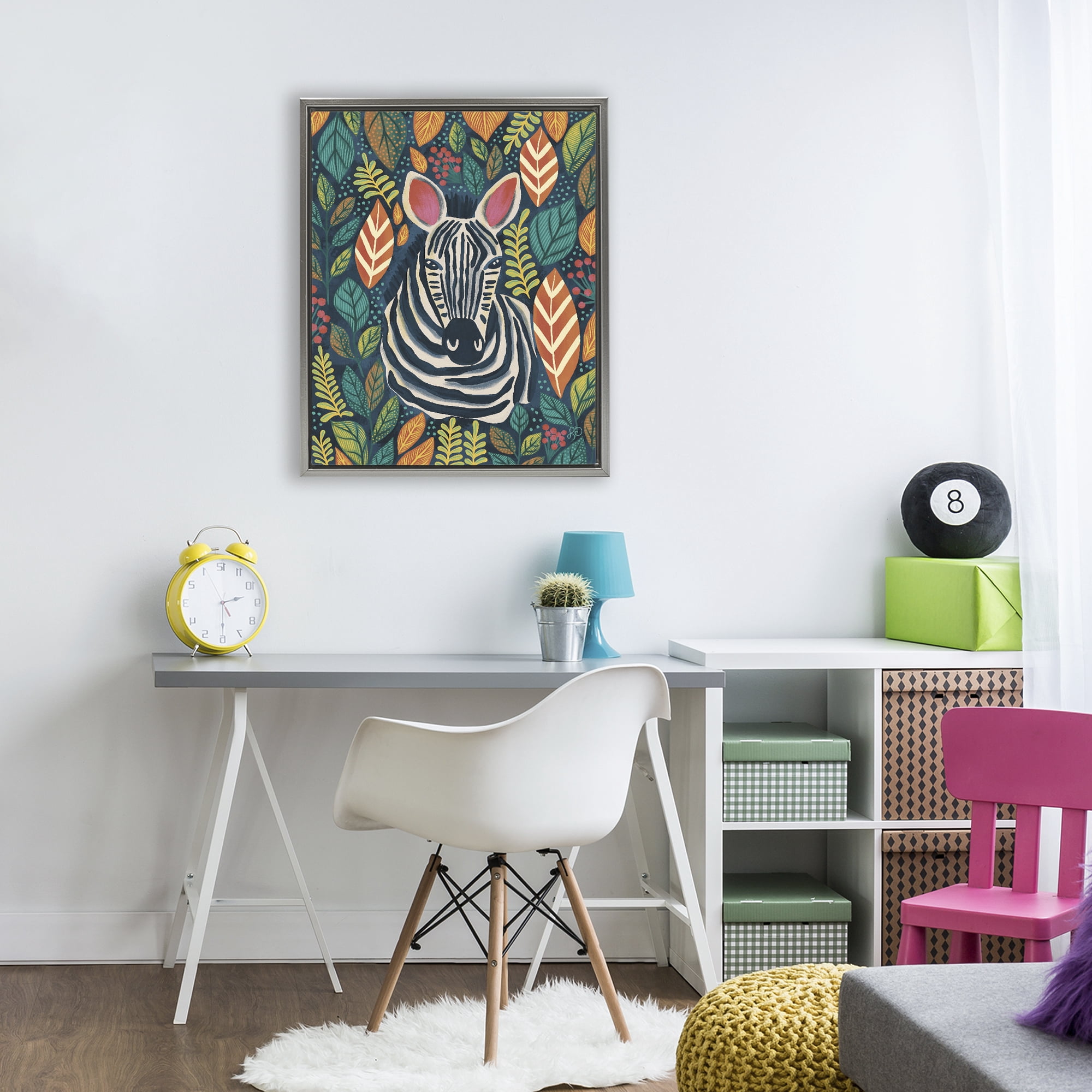 Stupell Industries Exotic Leaf Pattern Zebra Gray Framed Floater Canvas Wall Art, design by Lisa R Dumm