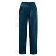 thumbnail image 5 of CLOISE Womens Capris Cotton Linen Petite Capris Button Elastic Waist Capris Pants Pull On Straight Lounge Trousers Comfy High Waisted Capris Summer Dark Blue, 5 of 5