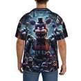 thumbnail image 3 of Lsque Five Nights At Freddy'S print Men's Cuban Collar Short Sleeve Shirt Summer Beachwear Casual Button Down Fashionable Vacation Leisure Shirt-Large, 3 of 7
