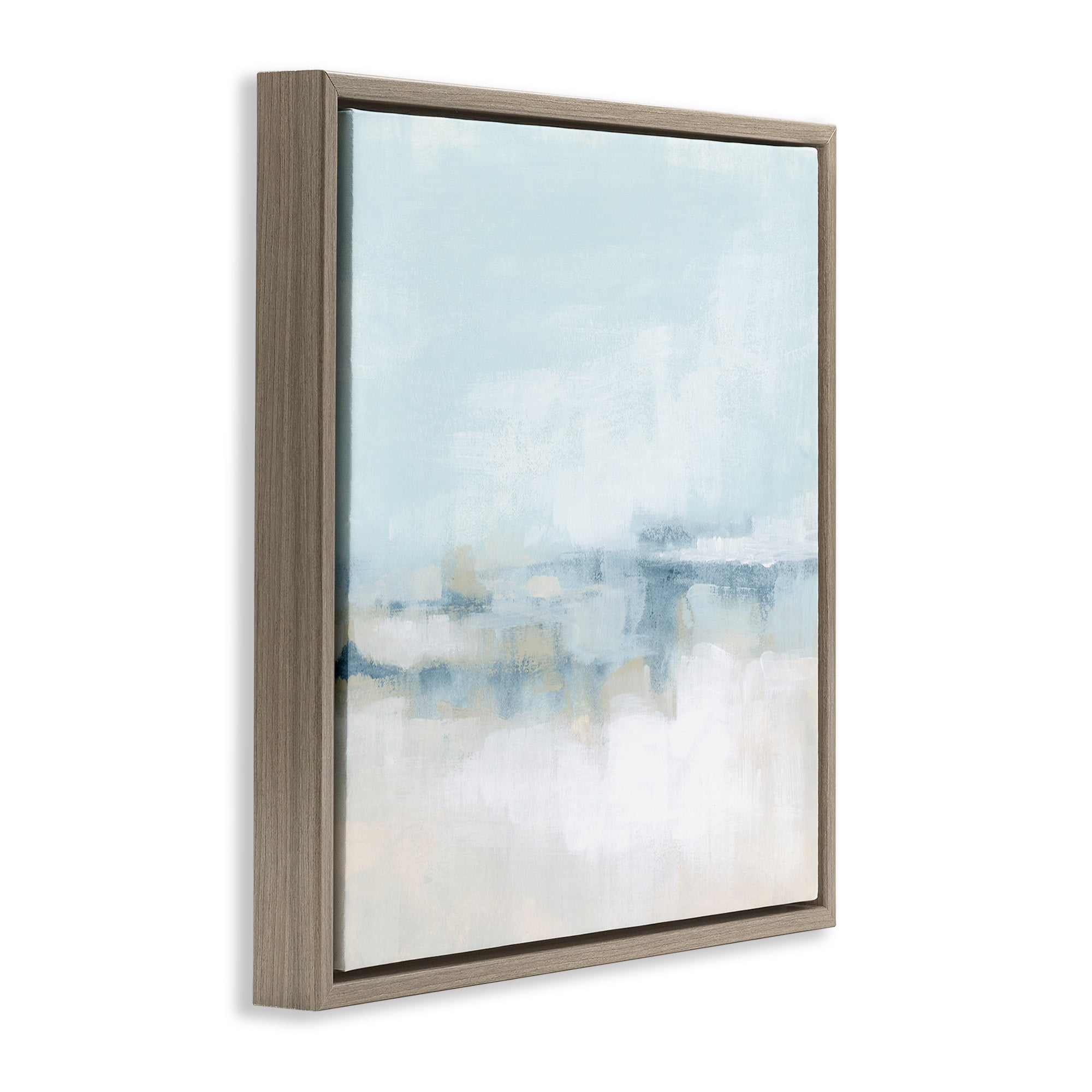 Stupell Industries Abstract Cloudy Landscape Blue Fog Abstract Painting Brown Floater Framed Canvas Art Print Wall Art, 18 x 18