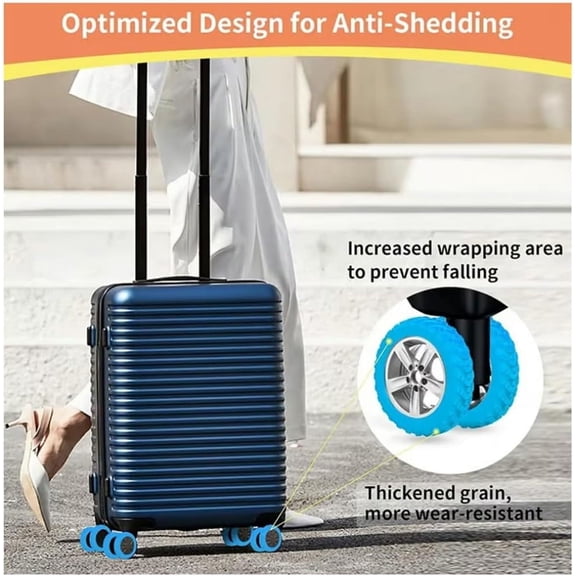 Luggage Wheel Covers Silicone Protection for Suitcase Wheels - Reduce Noise, Enhance Durability & Personalize Your Travel Experience As shown